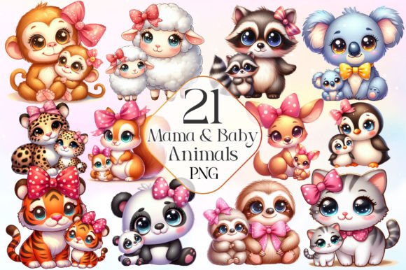 Download Mama and Baby Animals Clipart PNG - Baby animals clipart png Collection