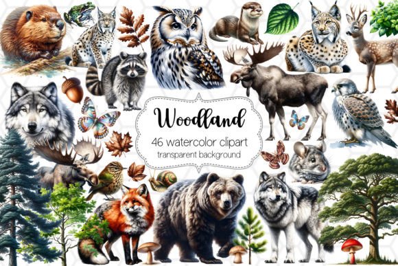 Download 46 Woodland Animal Clipart Bundle PNG - Woodland animal clipart Collection