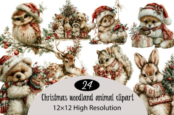 Download Christmas Woodland Animal Clipart Bundle - Woodland animal clipart Collection