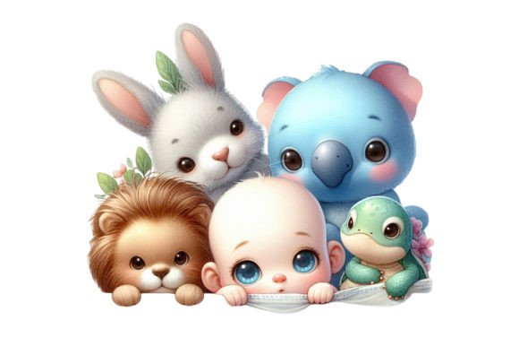 Download Cute Peeking Baby Animals Clipart PNG - Baby animals clipart png Collection