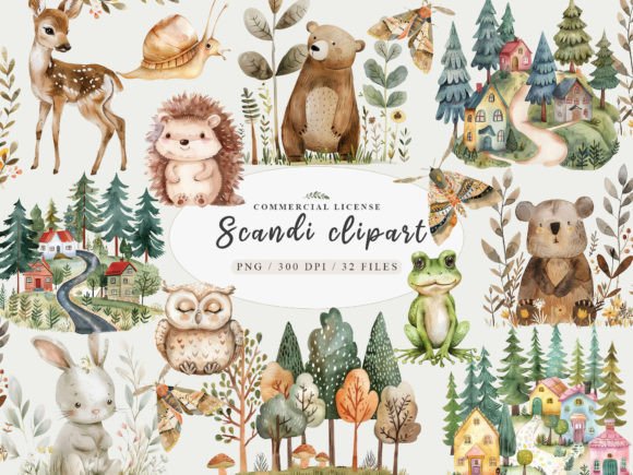 Download Woodland Animal Clipart, Nordic Cute Png - Woodland animal clipart Collection