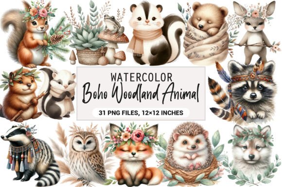 Download Boho Woodland Animal Clipart Bundle - Woodland animal clipart Collection