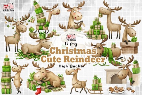 Download Christmas Cute Reindeer Clipart PNG - Reindeer clipart Collection