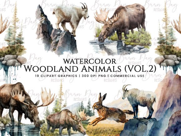 Download Watercolor Woodland Animal Clipart Vol 2 - Woodland animal clipart Collection
