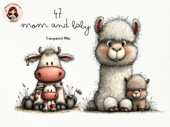 Download Mom Baby Animals Clipart PNG Set - Baby animals clipart png Collection