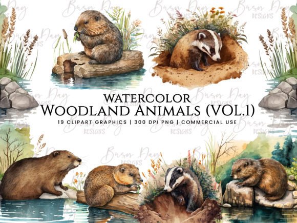 Download Watercolor Woodland Animal Clipart Vol 1 - Woodland animal clipart Collection