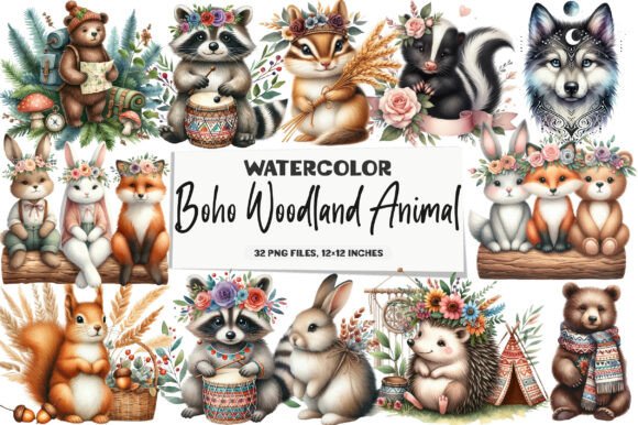 Download Boho Woodland Animal Clipart - Woodland animal clipart Collection