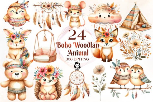 Download Boho Woodland Animal Clipart Bundle - Woodland animal clipart Collection