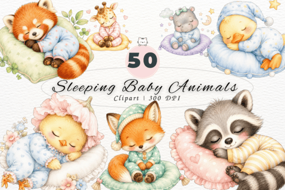 Download Cute Sleeping Baby Animals Clipart PNG - Baby animals clipart png Collection
