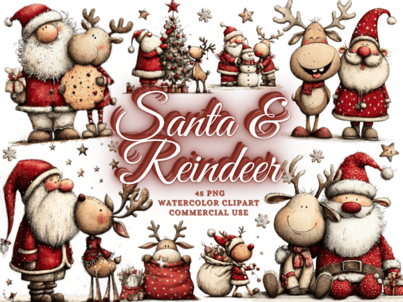 Download Quirky Christmas Santa Reindeer Clipart - Reindeer clipart Collection